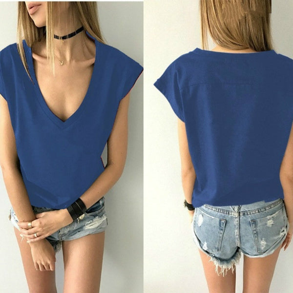 2018 Summer T Shirt Women Short Sleeve V Neck Loose Casual Sexy Women T Shirt Camisetas Feminina Lady Tops - Viva Shirt