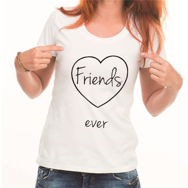 Showtly Fashion women Best friends t-shirt Cartoon Coffee Doughnut Letter print female T-shirt Friends Gift tshirt Hot sale Top - Viva Shirt
