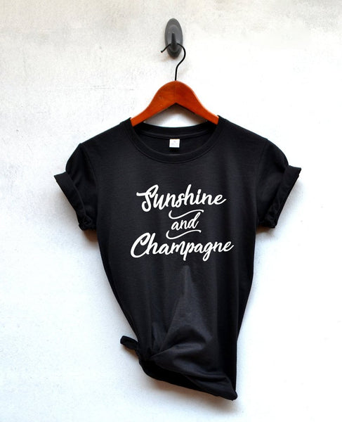 Sugarbaby New Arrival Sunshine and Champagne shirt quote T-shirt gift Woman tshirt Birthday gift shirt Graphic tee Clothing - Viva Shirt
