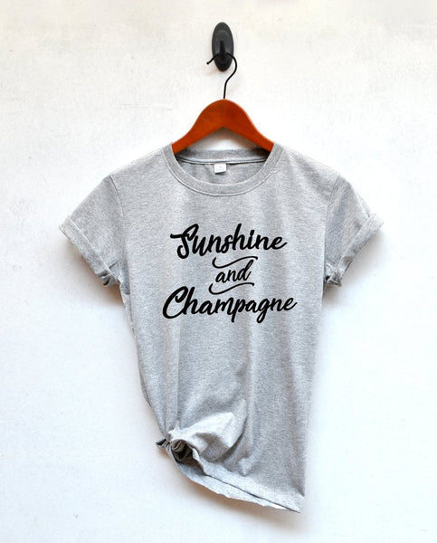 Sugarbaby New Arrival Sunshine and Champagne shirt quote T-shirt gift Woman tshirt Birthday gift shirt Graphic tee Clothing - Viva Shirt