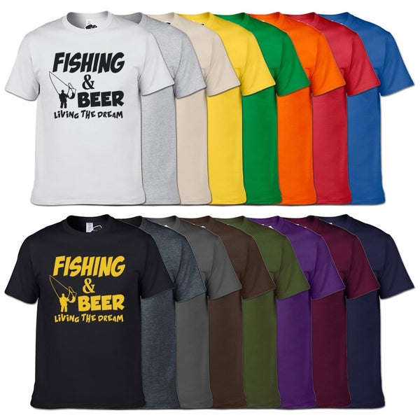 Fishings Match T-Shirts Fishinger Beer Fish Living The Dream Fisherman Printing Tshirt Sporter Flying Fresh Fun Gift Tees Shirt - Viva Shirt