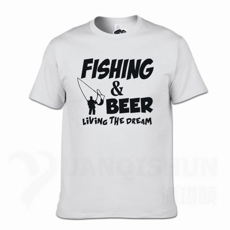 Fishings Match T-Shirts Fishinger Beer Fish Living The Dream Fisherman Printing Tshirt Sporter Flying Fresh Fun Gift Tees Shirt - Viva Shirt