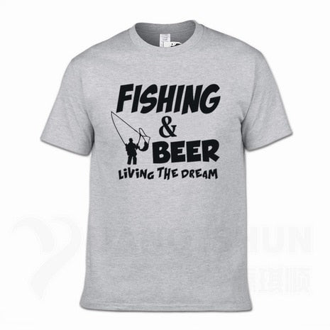 Fishings Match T-Shirts Fishinger Beer Fish Living The Dream Fisherman Printing Tshirt Sporter Flying Fresh Fun Gift Tees Shirt - Viva Shirt