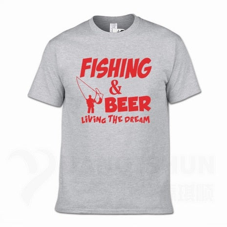 Fishings Match T-Shirts Fishinger Beer Fish Living The Dream Fisherman Printing Tshirt Sporter Flying Fresh Fun Gift Tees Shirt - Viva Shirt