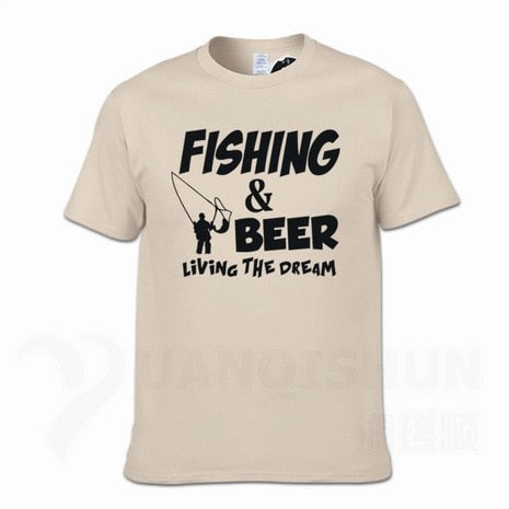 Fishings Match T-Shirts Fishinger Beer Fish Living The Dream Fisherman Printing Tshirt Sporter Flying Fresh Fun Gift Tees Shirt - Viva Shirt
