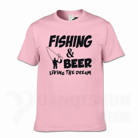 Fishings Match T-Shirts Fishinger Beer Fish Living The Dream Fisherman Printing Tshirt Sporter Flying Fresh Fun Gift Tees Shirt - Viva Shirt