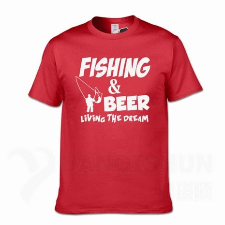 Fishings Match T-Shirts Fishinger Beer Fish Living The Dream Fisherman Printing Tshirt Sporter Flying Fresh Fun Gift Tees Shirt - Viva Shirt