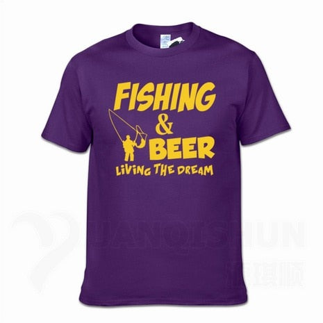 Fishings Match T-Shirts Fishinger Beer Fish Living The Dream Fisherman Printing Tshirt Sporter Flying Fresh Fun Gift Tees Shirt - Viva Shirt