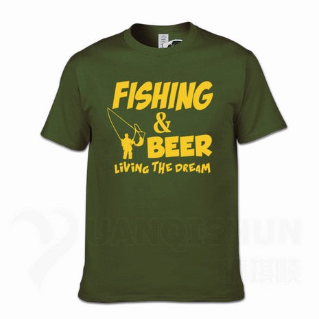 Fishings Match T-Shirts Fishinger Beer Fish Living The Dream Fisherman Printing Tshirt Sporter Flying Fresh Fun Gift Tees Shirt - Viva Shirt