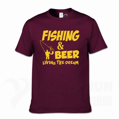 Fishings Match T-Shirts Fishinger Beer Fish Living The Dream Fisherman Printing Tshirt Sporter Flying Fresh Fun Gift Tees Shirt - Viva Shirt