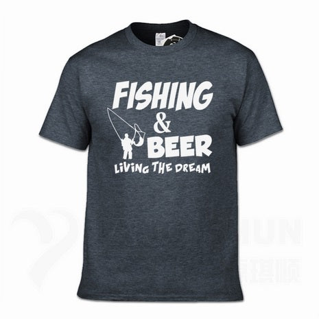 Fishings Match T-Shirts Fishinger Beer Fish Living The Dream Fisherman Printing Tshirt Sporter Flying Fresh Fun Gift Tees Shirt - Viva Shirt