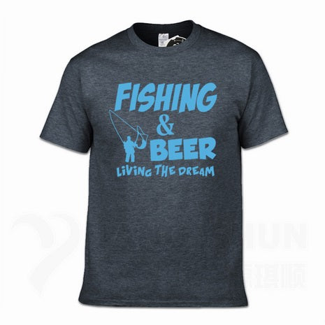 Fishings Match T-Shirts Fishinger Beer Fish Living The Dream Fisherman Printing Tshirt Sporter Flying Fresh Fun Gift Tees Shirt - Viva Shirt