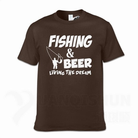 Fishings Match T-Shirts Fishinger Beer Fish Living The Dream Fisherman Printing Tshirt Sporter Flying Fresh Fun Gift Tees Shirt - Viva Shirt