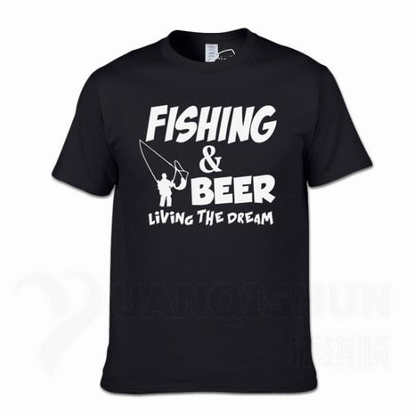 Fishings Match T-Shirts Fishinger Beer Fish Living The Dream Fisherman Printing Tshirt Sporter Flying Fresh Fun Gift Tees Shirt - Viva Shirt