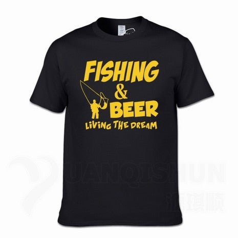 Fishings Match T-Shirts Fishinger Beer Fish Living The Dream Fisherman Printing Tshirt Sporter Flying Fresh Fun Gift Tees Shirt - Viva Shirt