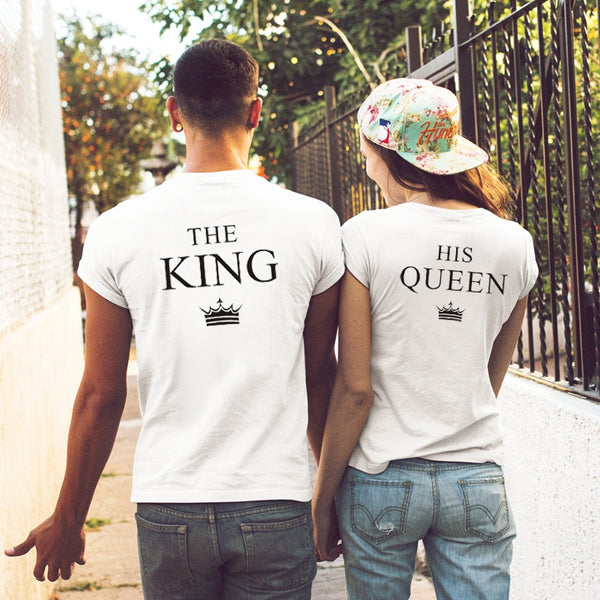 King Queen Couple Shirts Women Men Short Sleeve Casual Couple Lover T-shirt Anniversary gift - Viva Shirt