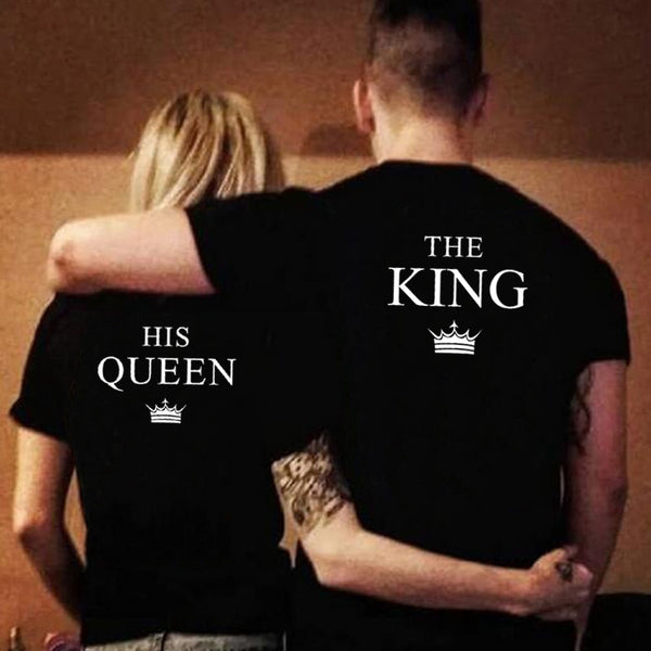 King Queen Couple Shirts Women Men Short Sleeve Casual Couple Lover T-shirt Anniversary gift - Viva Shirt