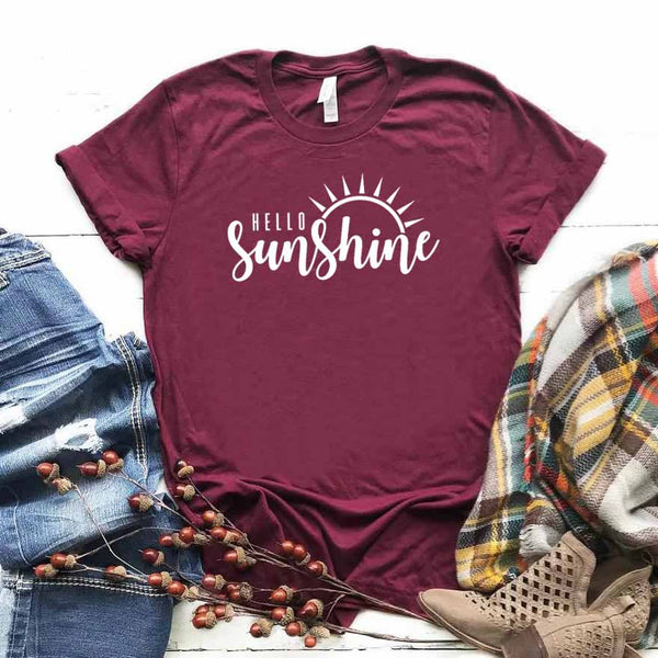 Hello Sunshine Women tshirt Cotton Casual Funny t shirt Gift For Lady Yong Girl Top Tee 6 Color Drop Ship S-796 - Viva Shirt
