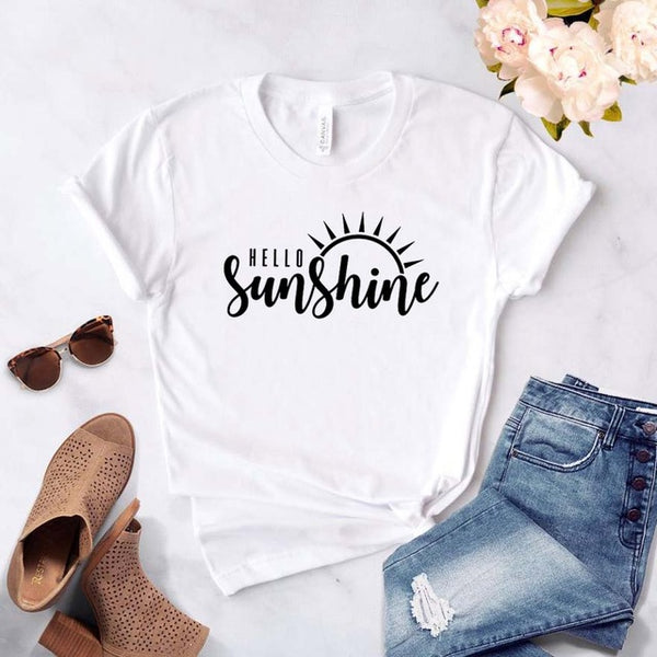 Hello Sunshine Women tshirt Cotton Casual Funny t shirt Gift For Lady Yong Girl Top Tee 6 Color Drop Ship S-796 - Viva Shirt