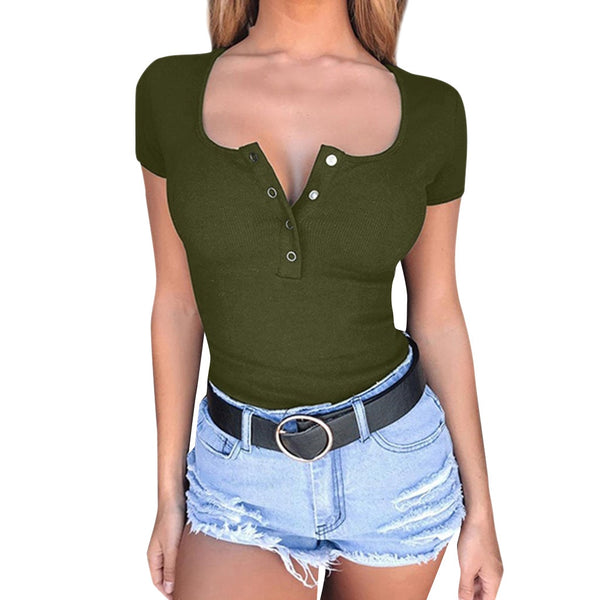 Womens Sexy Off Shoulder Casual Summer T-Shirt Top Ladies Deep V-neck Club T-Shirt Vest Short Sleeve Crop Cami Tops Hot Sales - Viva Shirt
