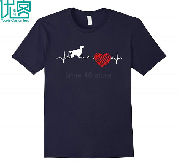 Irish Setter Heartbeat T-Shirt Letter T-shirt Gift Print Men's Tops - Viva Shirt