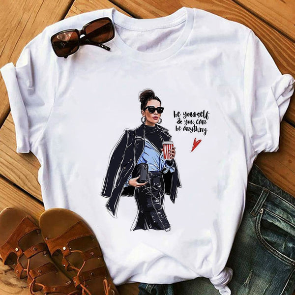 zh Women T Shirt Female Vogue White T-Shirts Harajuku Tee Shirt Summer Short Sleeve Tops Girl's Gift BUT FIRST COFFEE - Viva Shirt