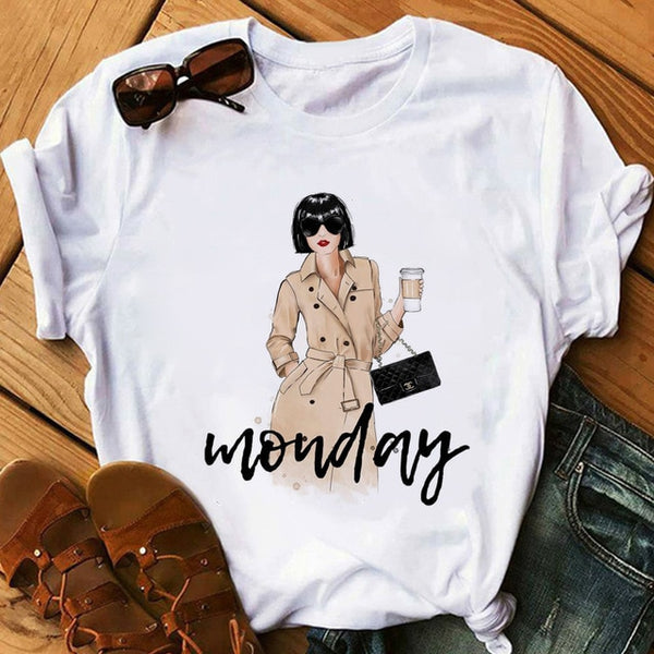 zh Women T Shirt Female Vogue White T-Shirts Harajuku Tee Shirt Summer Short Sleeve Tops Girl's Gift BUT FIRST COFFEE - Viva Shirt