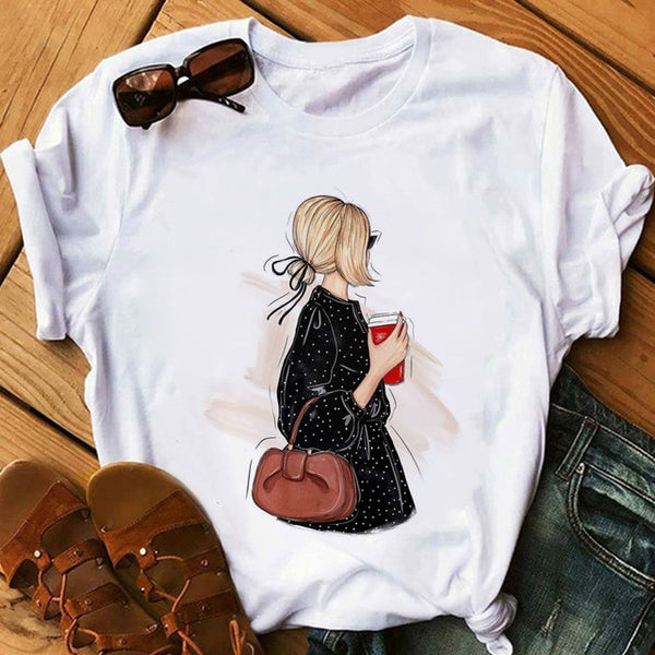 zh Women T Shirt Female Vogue White T-Shirts Harajuku Tee Shirt Summer Short Sleeve Tops Girl's Gift BUT FIRST COFFEE - Viva Shirt