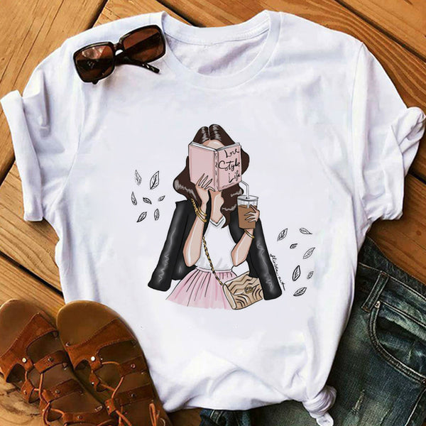 zh Women T Shirt Female Vogue White T-Shirts Harajuku Tee Shirt Summer Short Sleeve Tops Girl's Gift BUT FIRST COFFEE - Viva Shirt