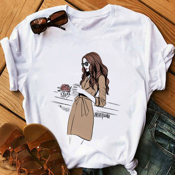 zh Women T Shirt Female Vogue White T-Shirts Harajuku Tee Shirt Summer Short Sleeve Tops Girl's Gift BUT FIRST COFFEE - Viva Shirt