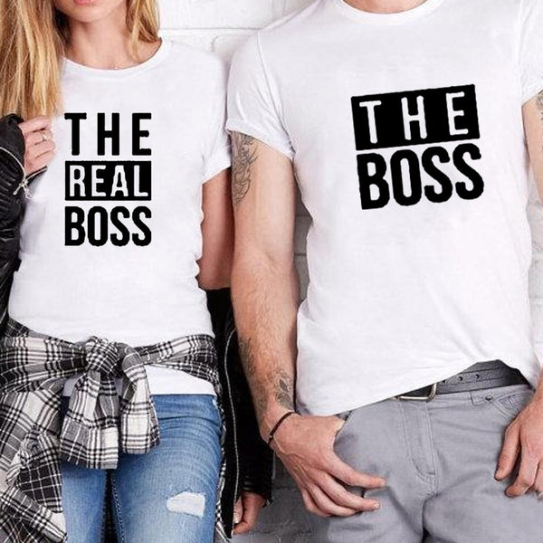 Matching Couple Shirts His And Her Couple T-Shirt Casual Funny Wedding T Shirts The Boss Real Boss T Shirt Anniversary Gift - Viva Shirt