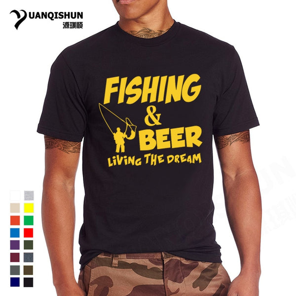Fishings Match T-Shirts Fishinger Beer Fish Living The Dream Fisherman Printing Tshirt Sporter Flying Fresh Fun Gift Tees Shirt - Viva Shirt