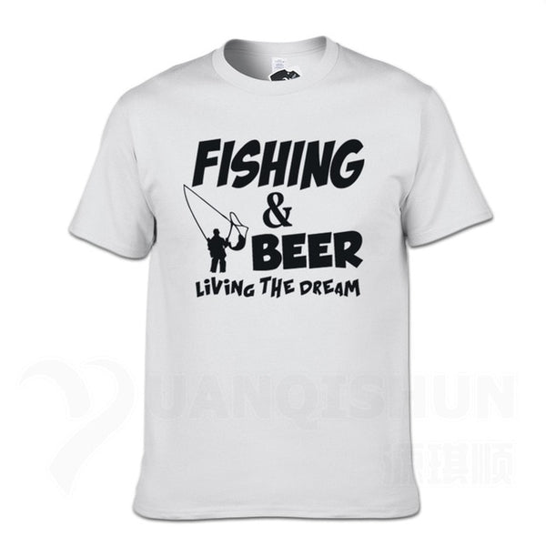 Fishings Match T-Shirts Fishinger Beer Fish Living The Dream Fisherman Printing Tshirt Sporter Flying Fresh Fun Gift Tees Shirt - Viva Shirt