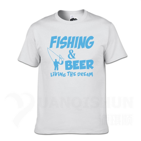 Fishings Match T-Shirts Fishinger Beer Fish Living The Dream Fisherman Printing Tshirt Sporter Flying Fresh Fun Gift Tees Shirt - Viva Shirt