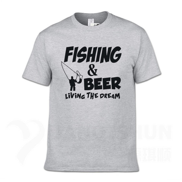 Fishings Match T-Shirts Fishinger Beer Fish Living The Dream Fisherman Printing Tshirt Sporter Flying Fresh Fun Gift Tees Shirt - Viva Shirt