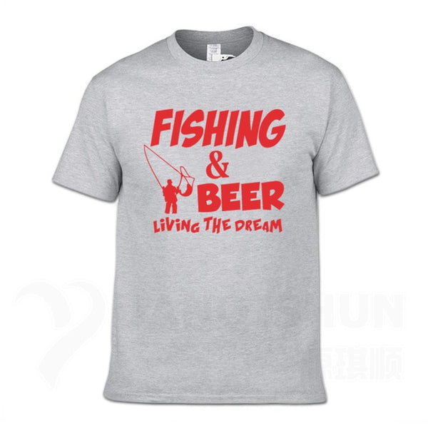 Fishings Match T-Shirts Fishinger Beer Fish Living The Dream Fisherman Printing Tshirt Sporter Flying Fresh Fun Gift Tees Shirt - Viva Shirt