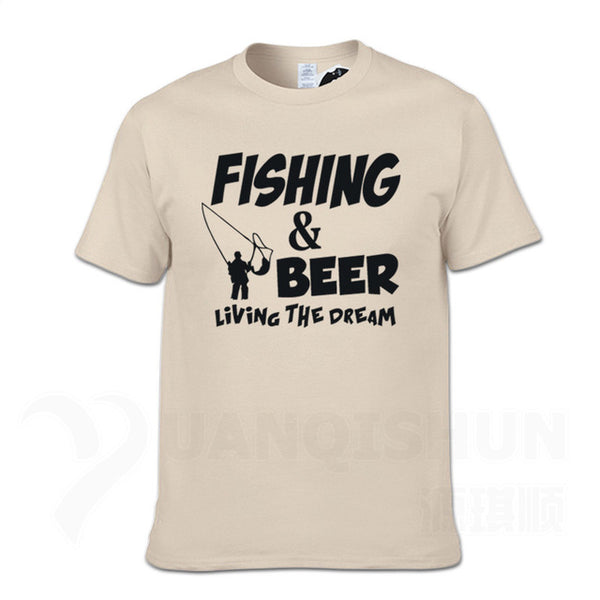 Fishings Match T-Shirts Fishinger Beer Fish Living The Dream Fisherman Printing Tshirt Sporter Flying Fresh Fun Gift Tees Shirt - Viva Shirt
