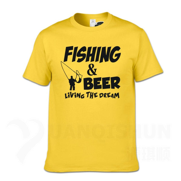 Fishings Match T-Shirts Fishinger Beer Fish Living The Dream Fisherman Printing Tshirt Sporter Flying Fresh Fun Gift Tees Shirt - Viva Shirt