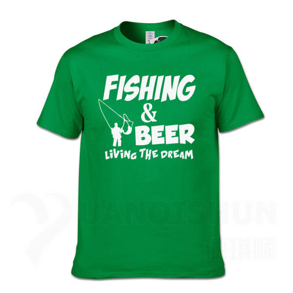 Fishings Match T-Shirts Fishinger Beer Fish Living The Dream Fisherman Printing Tshirt Sporter Flying Fresh Fun Gift Tees Shirt - Viva Shirt