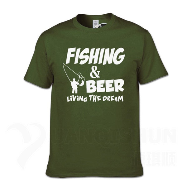 Fishings Match T-Shirts Fishinger Beer Fish Living The Dream Fisherman Printing Tshirt Sporter Flying Fresh Fun Gift Tees Shirt - Viva Shirt