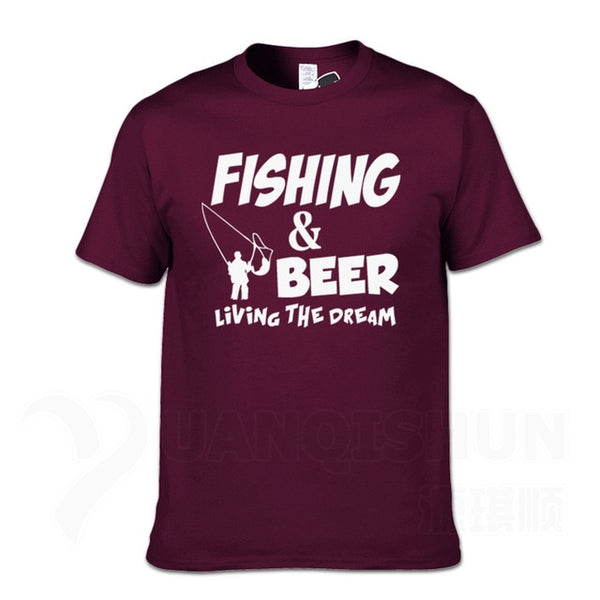 Fishings Match T-Shirts Fishinger Beer Fish Living The Dream Fisherman Printing Tshirt Sporter Flying Fresh Fun Gift Tees Shirt - Viva Shirt