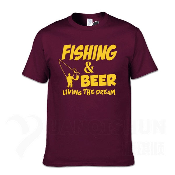 Fishings Match T-Shirts Fishinger Beer Fish Living The Dream Fisherman Printing Tshirt Sporter Flying Fresh Fun Gift Tees Shirt - Viva Shirt
