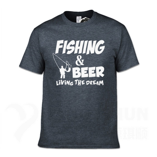 Fishings Match T-Shirts Fishinger Beer Fish Living The Dream Fisherman Printing Tshirt Sporter Flying Fresh Fun Gift Tees Shirt - Viva Shirt