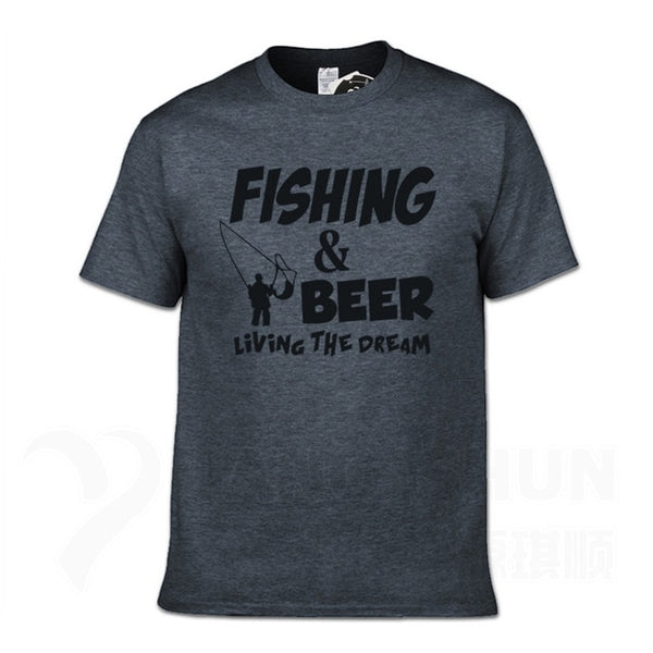 Fishings Match T-Shirts Fishinger Beer Fish Living The Dream Fisherman Printing Tshirt Sporter Flying Fresh Fun Gift Tees Shirt - Viva Shirt
