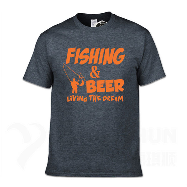 Fishings Match T-Shirts Fishinger Beer Fish Living The Dream Fisherman Printing Tshirt Sporter Flying Fresh Fun Gift Tees Shirt - Viva Shirt