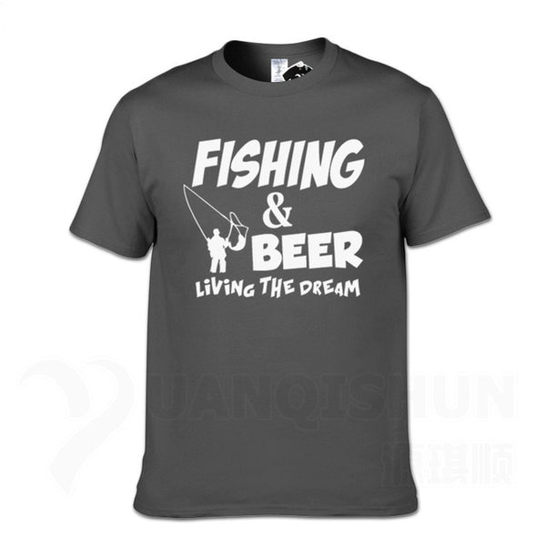 Fishings Match T-Shirts Fishinger Beer Fish Living The Dream Fisherman Printing Tshirt Sporter Flying Fresh Fun Gift Tees Shirt - Viva Shirt