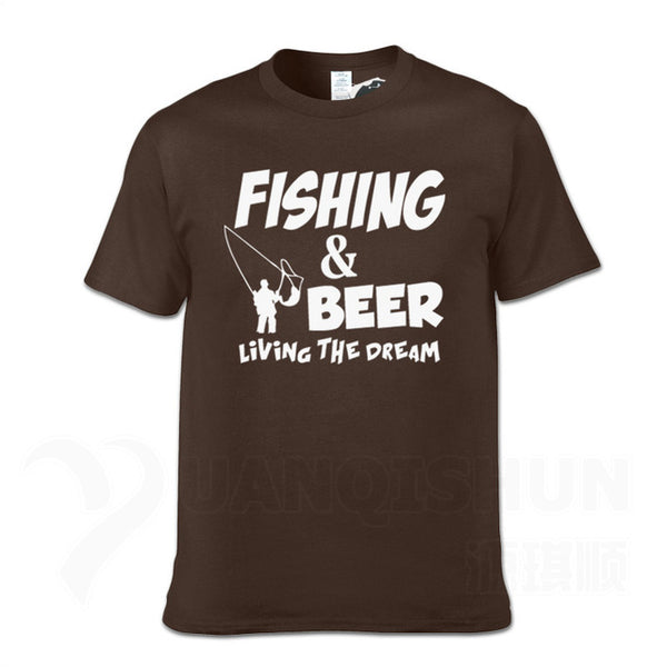 Fishings Match T-Shirts Fishinger Beer Fish Living The Dream Fisherman Printing Tshirt Sporter Flying Fresh Fun Gift Tees Shirt - Viva Shirt
