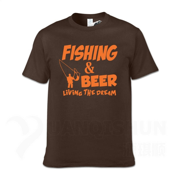 Fishings Match T-Shirts Fishinger Beer Fish Living The Dream Fisherman Printing Tshirt Sporter Flying Fresh Fun Gift Tees Shirt - Viva Shirt
