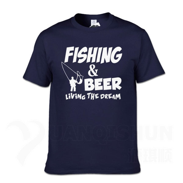 Fishings Match T-Shirts Fishinger Beer Fish Living The Dream Fisherman Printing Tshirt Sporter Flying Fresh Fun Gift Tees Shirt - Viva Shirt