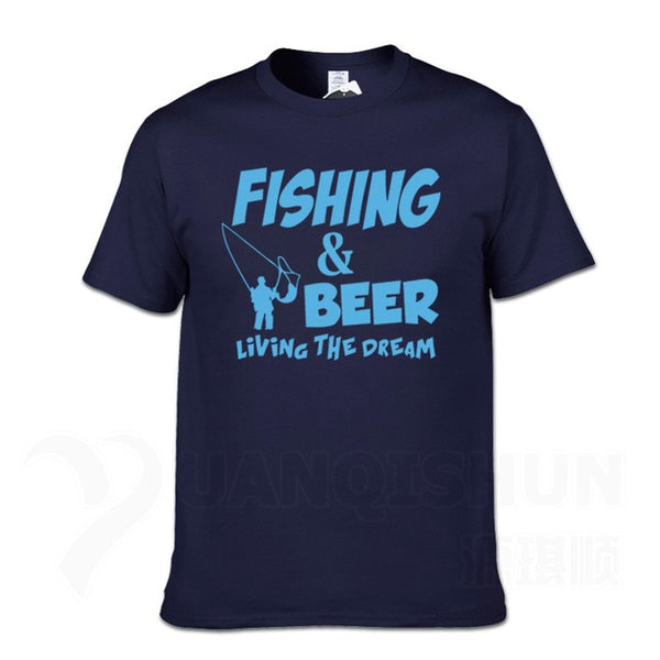 Fishings Match T-Shirts Fishinger Beer Fish Living The Dream Fisherman Printing Tshirt Sporter Flying Fresh Fun Gift Tees Shirt - Viva Shirt